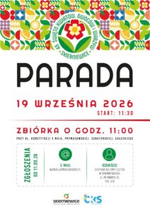 Plakat: 49. ŚKOiW: Parada (zgłoszenia do 11.09). Materiał Centrum Kultury i Sztuki w Skierniewicach.
