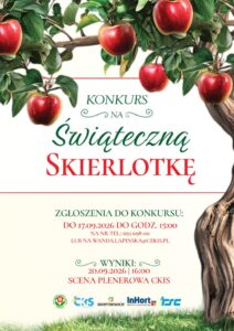 Plakat: Konkurs na Świąteczną Skierlotkę (zgłoszenia do 17.09 do godz. 15:00). Materiał Centrum Kultury i Sztuki w Skierniewicach.