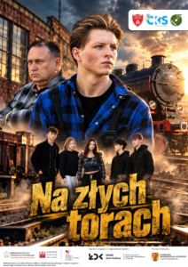 Plakat: Pokaz premierowy filmu „Na złych torach”. Materiał Centrum Kultury i Sztuki w Skierniewicach.